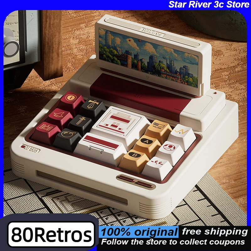 Gaming Console With Keyboard - 80Retros FC1983 Retro Red And White
