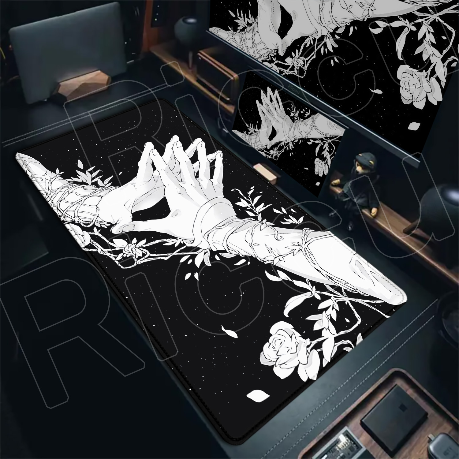 Gaming Console With Keyboard - HD Large Black White XXL Gothic